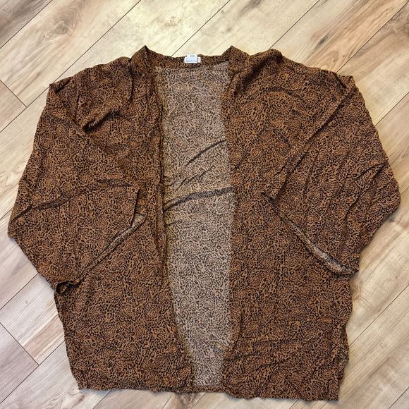 Billabong Animal Print Open‎ Front Cardigan Copper Black Sz S/M Women L/S - Picture 1 of 6